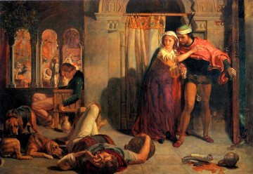  Vuelo Pintura - La huida de Madeline y Porphyro durante la borrachera asistiendo a la Reve del británico William Holman Hunt
